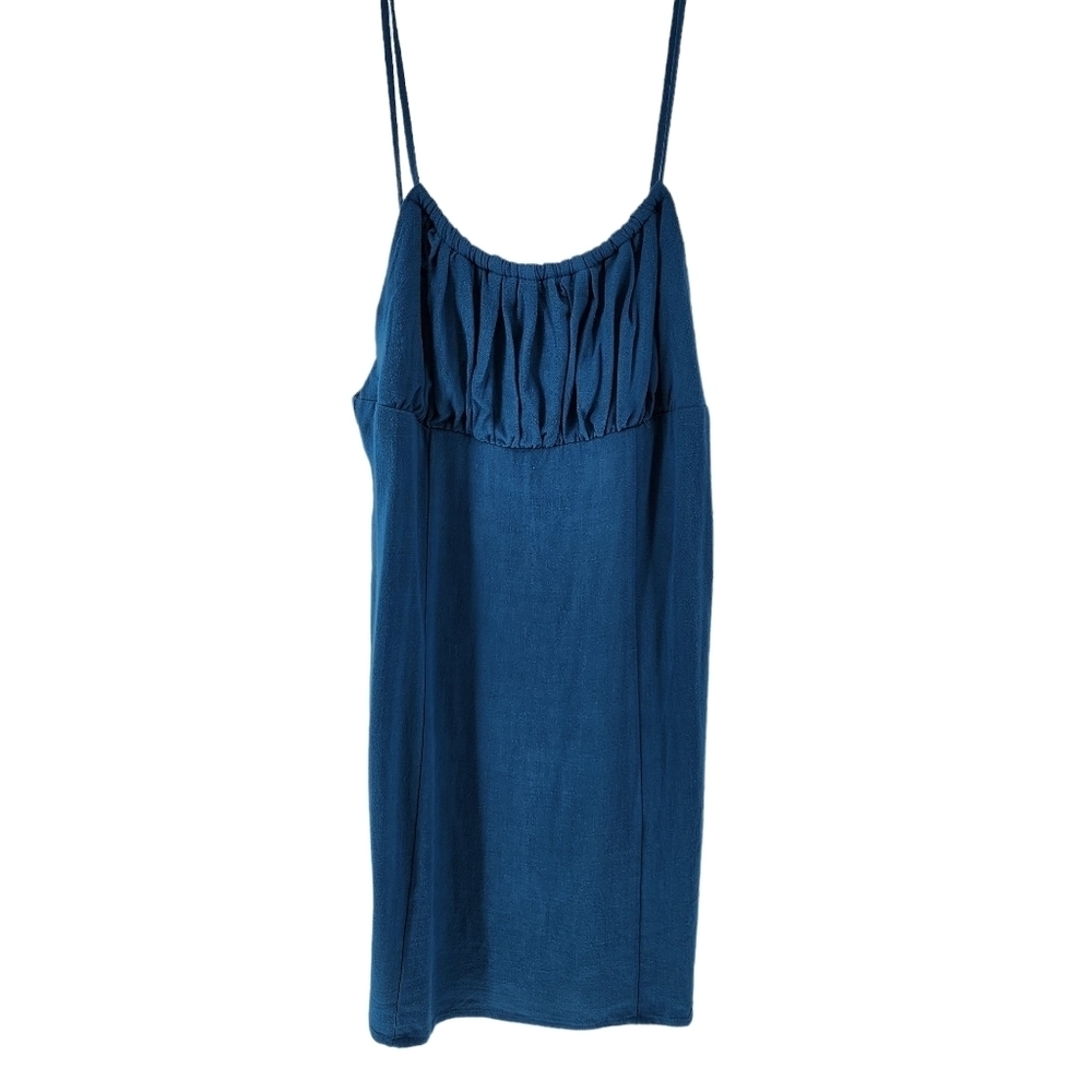 Pacsun Women's Blue LA Hearts Ruched Linen Mini Dress - M - Picture 2 of 9